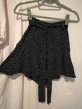 Zara Star Polka Dot Skirt with Built-In Shorts — Black & White